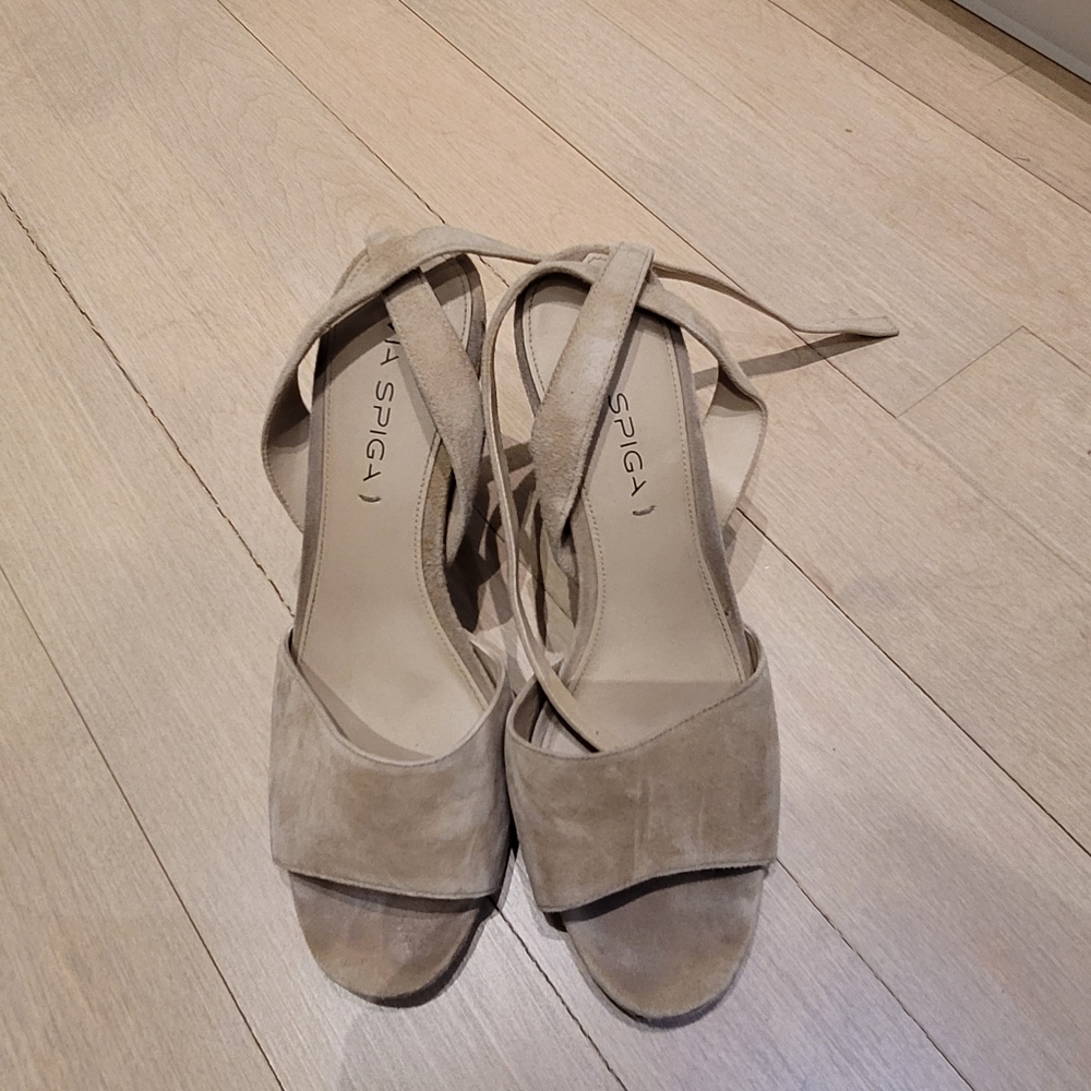Taupe suede sandals